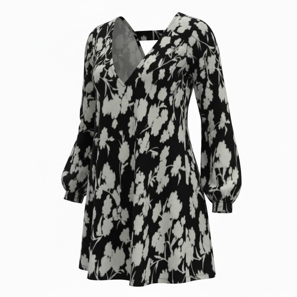 Robbie Bee Dresses & Skirts - Robbie Bee Black and White Floral V-Neck Top